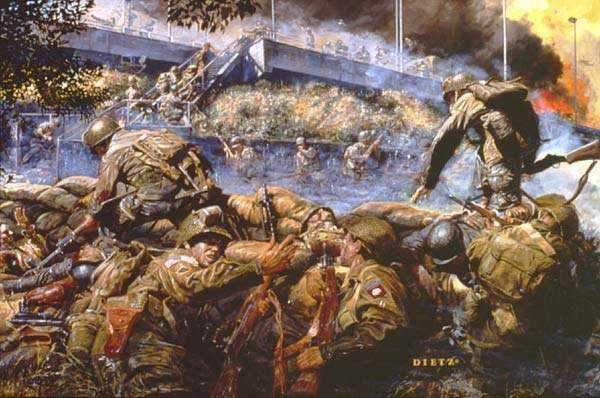 82 atacando a ponte de Nijmegen durante a Market Garden